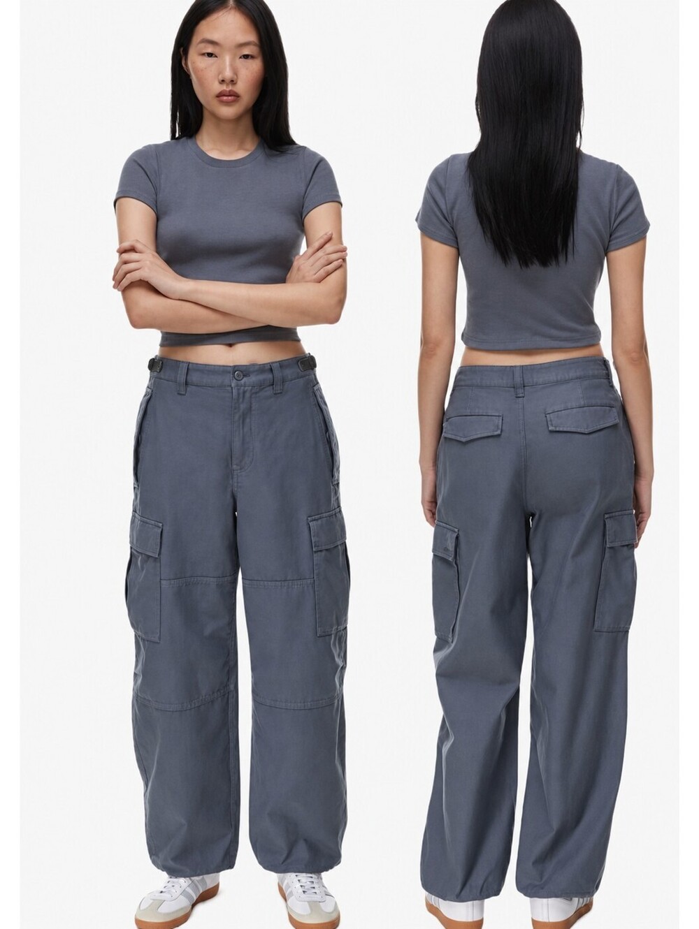Aritzia TNA Gray Blue Cargo Utility Pants Size 8 Y2K Streetwear EUC